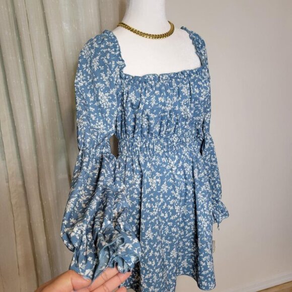 Long sleeve Boho floral Mini Dress (off the shoulder) - Picture 13 of 13